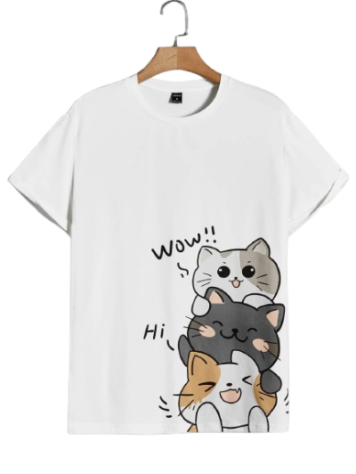 Women’s kitten White Graphic T-Shirt – Cute Cartoon Tee